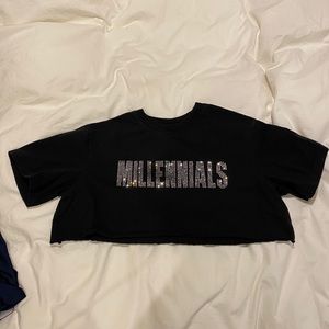 Thick Millennials black crop top